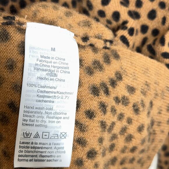J. CREW Cashmere Crewneck Sweater in Leopard Dot Tan Black {W23} - Picture 5 of 6